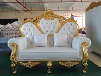 Chaises de trône en cuir blanc sculpté Kings Love Seat 2021