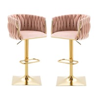 Chaise de bar en velours confortable au design moderne WDY, tabouret de bar pivotant réglable de haute qualité