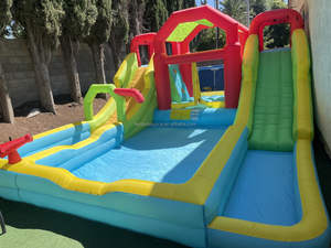 Надувной аквапарк с двумя горками, вентилятором, тентом-шатром, батутом, <span class=keywords><strong>2</strong></span> скалодромами и 3 водными бассейнами - Product Image 2