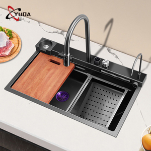 Lavello da Cucina Intelligente Multifunzione in Stile Moderno con Rubinetto a Cascata Nano Nero - Product Image 3