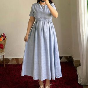 Robe longue en lin et coton à imprimé numérique avec logo personnalisé, robe de maternité oversize, robe élégante et sexy pour femme, robe maxi princesse d'été - Product Image 4