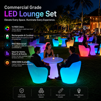 COOLQING Chaises de salon commerciales lumineuses et table lumineuse pour bar, fête, soirée chicha, location de mobilier LED pour boîte de nuit