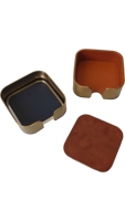 Ensemble de sous-verres en métal et cuir de luxe personnalisés avec support doré, sous-verres carrés en cuir PU pour table basse, bar, décoration de bureau