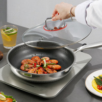 Poêle à frire antiadhésive en acier inoxydable à trois couches Cuisinière à gaz polyvalente classique Électromagnétique pour oeufs frits Frittata Steak