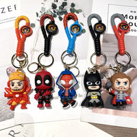 WOWEI Porte-clés Super-Héros Enfants Avengers Spider-Man Anneau Dessin Animé 3D Deadpool Spiderman Marvel Héro Porte-clés
