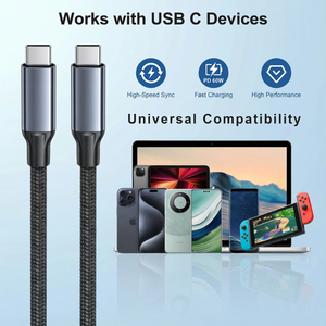 <span class=keywords><strong>C</strong></span>âble <span class=keywords><strong>USB</strong></span> <span class=keywords><strong>C</strong></span> vers <span class=keywords><strong>USB</strong></span> <span class=keywords><strong>C</strong></span> 60W PD Charge rapide Coque en aluminium <span class=keywords><strong>C</strong></span>âble de données tressé en nylon 20V 3A Type <span class=keywords><strong>C</strong></span> pour <span class=keywords><strong>iPhone</strong></span> 15 MacBook iPad - Product Image 3