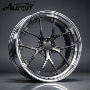 Jante en alliage d'aluminium Auron 5.5x17 Noir brillant, lèvre usinée, multi-branches, monobloc forgé, nouvelle, pour mise à niveau de voiture de tourisme - Product Image 1