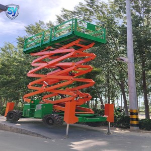 Plateforme de travail élévatrice <span class=keywords><strong>mobile</strong></span> à ciseaux tout-terrain, alimentée au diesel/à batterie, hauteur de travail 22 m, certifiée CE pour ponts - Product Image 5