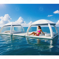 Plateforme flottante gonflable avec tente, prix direct usine, personnalisable pour les fêtes aquatiques estivales
