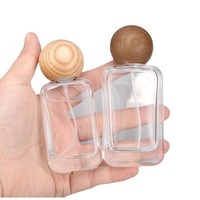 Botol Parfum Grosir Bentuk Persegi dengan Pompa Semprot, Botol Parfum Kaca Buram dengan Tutup Kayu