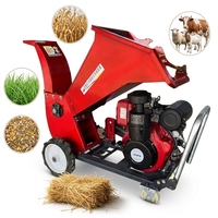 Machine de coupe-paille, hachoir d'ensilage à moteur à essence, déchiqueteuse de paille humide sèche portable pour l'alimentatio