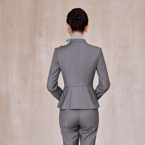 Women's Grey Suit Set Three Quarter Sleeve Anti-Wrinkle Formal Wear For Hotel Receptionists Jewelry Store Beauty Salon Staff - Product Image 4