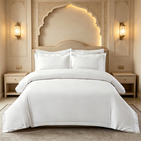 Parure de lit de luxe King Size 100% Coton 300TC Blanc Uni pour Hôtel, Quatre Pièces, Écologique, Respirante, Toutes Saisons, Lavable