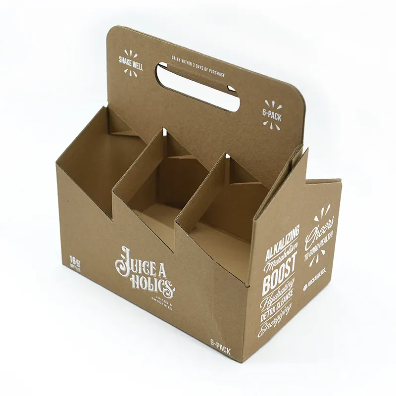 Kotak kemasan bir Logo OEM kemasan kertas karton bergelombang 6 pak pemegang botol bir untuk minuman