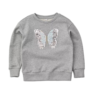 <span class=keywords><strong>Felpa</strong></span> da bambina con cappuccio in cotone personalizzabile con paillettes <span class=keywords><strong>farfalla</strong></span> girocollo a maniche lunghe <span class=keywords><strong>felpa</strong></span> da bambina - Product Image 3