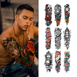 Không Thấm Nước Đầy Đủ Cánh Tay Hình Xăm Tạm Thời Không Độc Hại Lâu Dài Cơ Thể Nghệ Thuật Dán Cho Nam Giới Phụ Nữ Trắng Quá Trình In Ấn Da An Toàn - Product Image 1