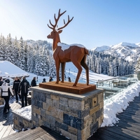 Statue de cerf en acier corten grand format, résistante au gel, avec patine de rouille accélérée, pour jardin froid