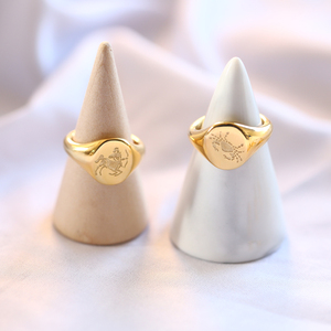 변색 방지 방수 주얼리 18K 금도금 스테인리스 스틸 12 별자리 조디악 반지 - Product Image 1