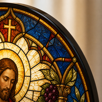 Attrape-soleil décoratif en vitrail artistique « Bon Pasteur » pour la décoration religieuse de la maison, à suspendre à la fenêtre