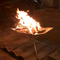 16.5 pouces Bois De Chauffage Brûlant Stand Popup Camping En Plein Air Personnalisé Argent Acier Inoxydable Rectangle Camping Feu Soutien Foyers