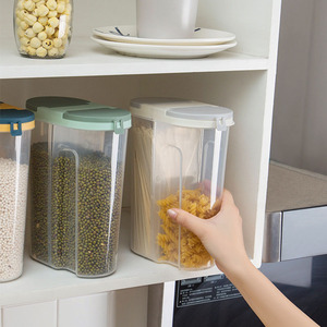 Boîte de conservation alimentaire à double compartiment 2L hermétique avec couvercle à clapet pour céréales et usage en cuisine - Product Image 4