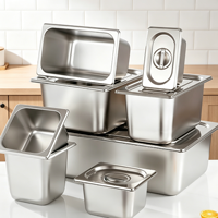 Bacs alimentaires FLEY en acier inoxydable épaissi, série complète de tailles, norme américaine, fournitures pour hôtels et restaurants, empilables
