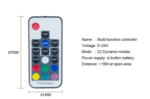 Contrôleur de bande LED RGB à distance RF USB 17 touches DC5-24V pour bandes LED RGB 5V - Product Image 2