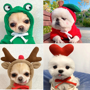 Vêtements pour animaux de compagnie de style hiver de Noël amusants, costume de chien en dessin animé 3D, sweat-shirts en polaire pour petits chiens - Product Image 1