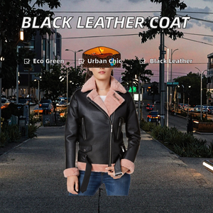 New Latest Fashionable Sexy <b>Men's</b> Pure Black <b>Leather</b> Quilted Winter <b>Jacket</b> Stand Front Logo Zipper Plain Dyed High Street Style - Product Image 2