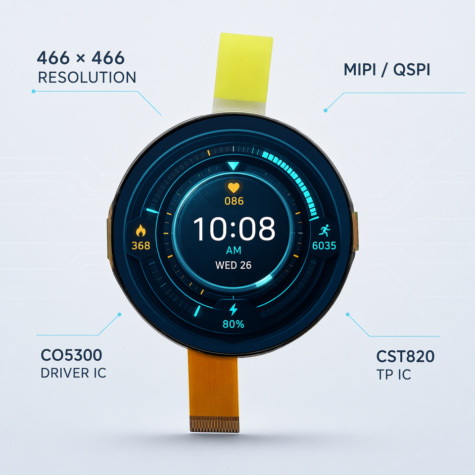 Wholesale 466x466 Round Amoled Display Module Mipi Qspi Interface ...