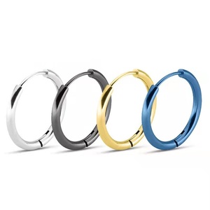 2.5mm Rose Gold Plated Stainless Steel Hoop Earrings | Romantic Huggie Hoop <b>Studs</b> for Women Men | Durable Waterproof Gift - Product Image 1