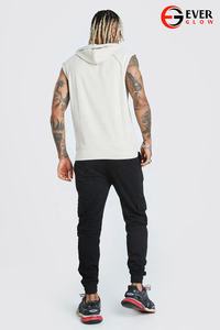 Sin mangas gimnasio moda venta al por mayor de gran tamaño bordado Logo pulóver sudaderas con capucha para hombres ropa casual - Product Image 2