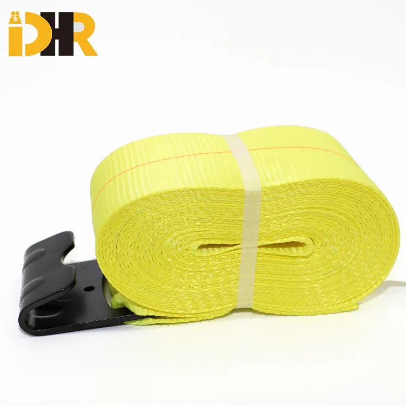 Factory Wholesale 4'' x 30' Winch Strap with Flat Hook Tie Down Strap Cargo Lashing Belt for Flatbed Truck