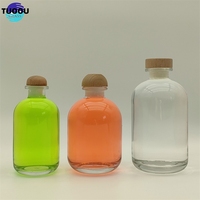 En Stock, vente en gros, 350ml, jus givré clair, boisson, Vodka, Whisky, rame, petite bouteille de vin en verre avec couvercle en bois en forme de champignon