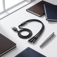 Câble de charge rapide tressé en nylon 3 en 1 66W USB A vers Micro USB Type C pour téléphone portable