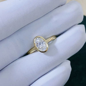 ファインジュエリー認定D/VVSモアッサナイト、1.5カラットオーバルカットK14リアルゴールドリングOEM ODM AU585 - Product Image 3