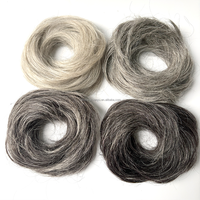 Moños de Cabello Blanco, Cabello Lacio y Rizado, Chignon, Extensiones de Cabello Humano, Adecuado para Mujeres Mayores