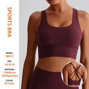 Top Corto Sportivo da Donna con Scollo a U, Imbottitura <span class=keywords><strong>per</strong></span> il Seno, Supporto Elevato, Spalline Incrociate, Asciugatura Rapida, <span class=keywords><strong>per</strong></span> Fitness, Palestra e Yoga - Product Image 2