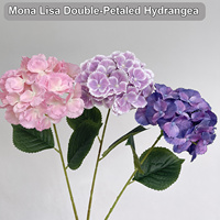 Fleurs d'hortensia artificielles HGA à longue tige unique pour la décoration intérieure, hortensias en soie réalistes pour décorations de fête en gros