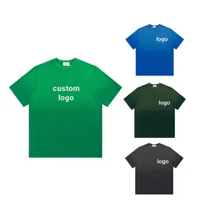 Custom Logo 250gsm Zwaargewicht Digitaal Printen Grafische Vintage Gradiënt Oversized Zuur Wassen T-Shirt Unisex