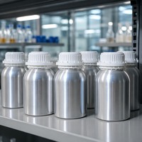 Bouteille en aluminium poli miroir de 350 ml avec bouchon blanc, large ouverture, barrière UV, pour huiles essentielles, parfums, cosmétiques, emballage chimique