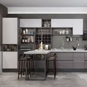 Kitchenmenbinet Ilhas Mesa Quente Design Casa com Assentos Cozinha Impermeável Moderna Cozinha Ajustável ISO9001 Counter