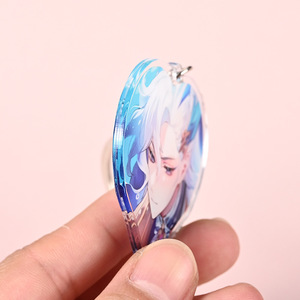 Porte-clés en acrylique Yati en forme de cœur, personnalisable avec un personnage d'anime, pour cadeau et breloque de sac - Product Image 3