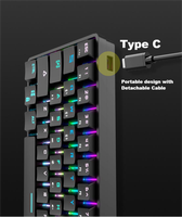 Keyboard Gaming portabel dengan kabel dan nirkabel, keyboard Mekanikal Rgb backlit MINI ukuran Ringkas