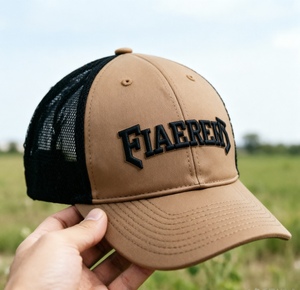 Casquette de baseball personnalisée vintage brodée, marron et noire, en maille, avec patch 3D, réglable, style snapback, pour le sport - Product Image 5