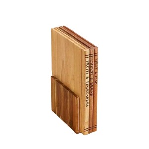 Tabla de Cortar de Madera Maciza Rectangular, Madera de Acacia, Ébano y Caucho, Natural Sin Pintar, Saludable para Uso en la Cocina - Product Image 2
