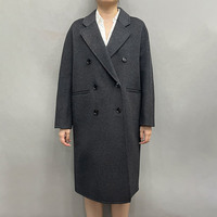 Manteau en cachemire et laine double face pour femme, 10% cachemire, 90% laine, ceinturé, double boutonnage, court, pour l'automne et l'hiver