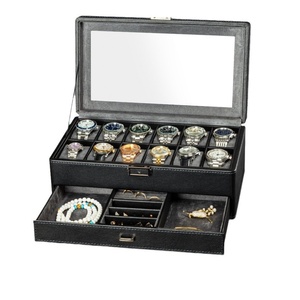 Caja Organizadora de Gafas de Sol y Relojes de Piel Sintética Negra Ecológica con Forro de Terciopelo, Caja Organizadora para Relojes y Gafas - Product Image 2