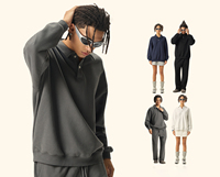 Vente en gros de sweat à capuche à col montant 380G avec logo personnalisé Style Preppy pour hommes pour polo motif uni pour l'hiver