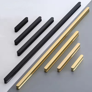 Laci pegangan pintu kabinet dapur logam campuran aluminium emas hitam sederhana Amerika menarik perabotan panjang pegangan perangkat keras - Product Image 1